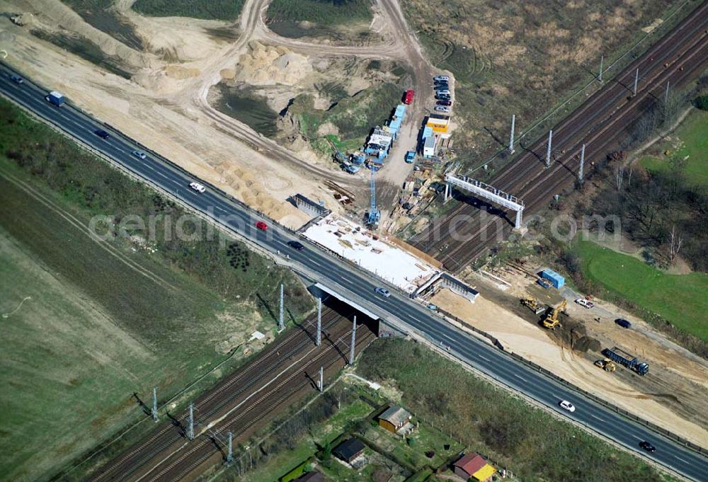 Aerial photograph Mahlow - Ausbau der Ortsumgehungsstraße bei Mahlow in Brandenburg durch die SCHÄLERBAU GmbH