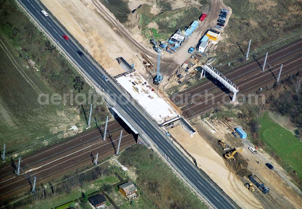 Mahlow from the bird's eye view: Ausbau der Ortsumgehungsstraße bei Mahlow in Brandenburg durch die SCHÄLERBAU GmbH