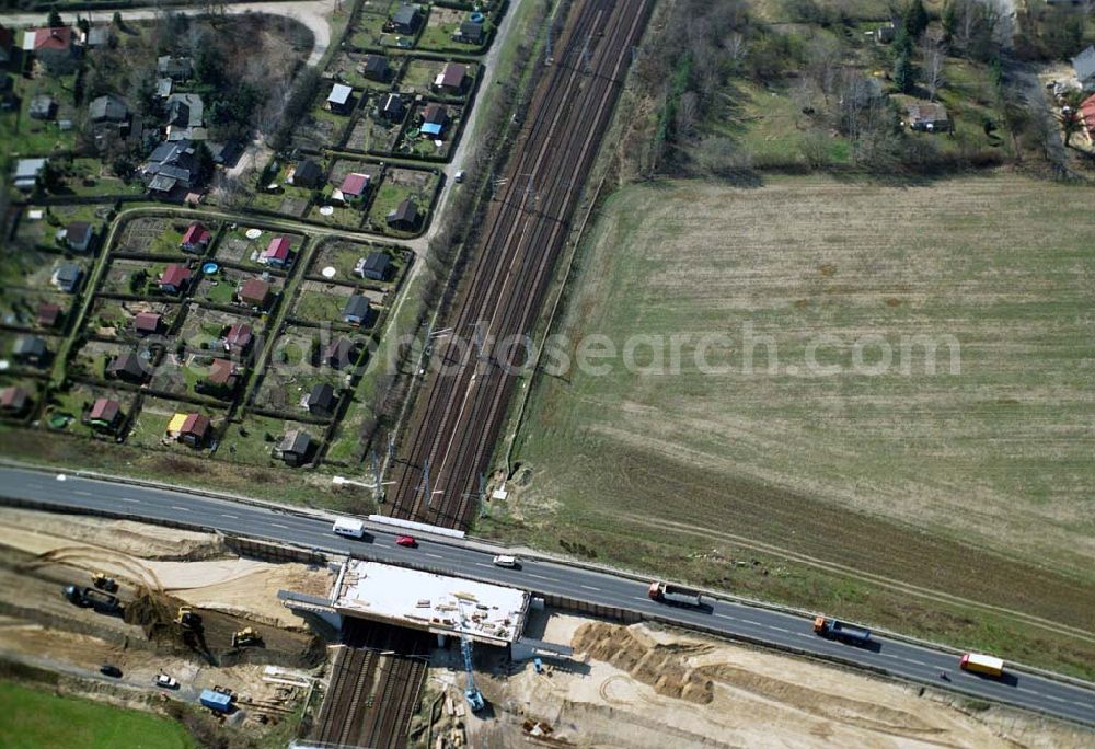 Aerial photograph Mahlow - Ausbau der Ortsumgehungsstraße bei Mahlow in Brandenburg durch die SCHÄLERBAU GmbH