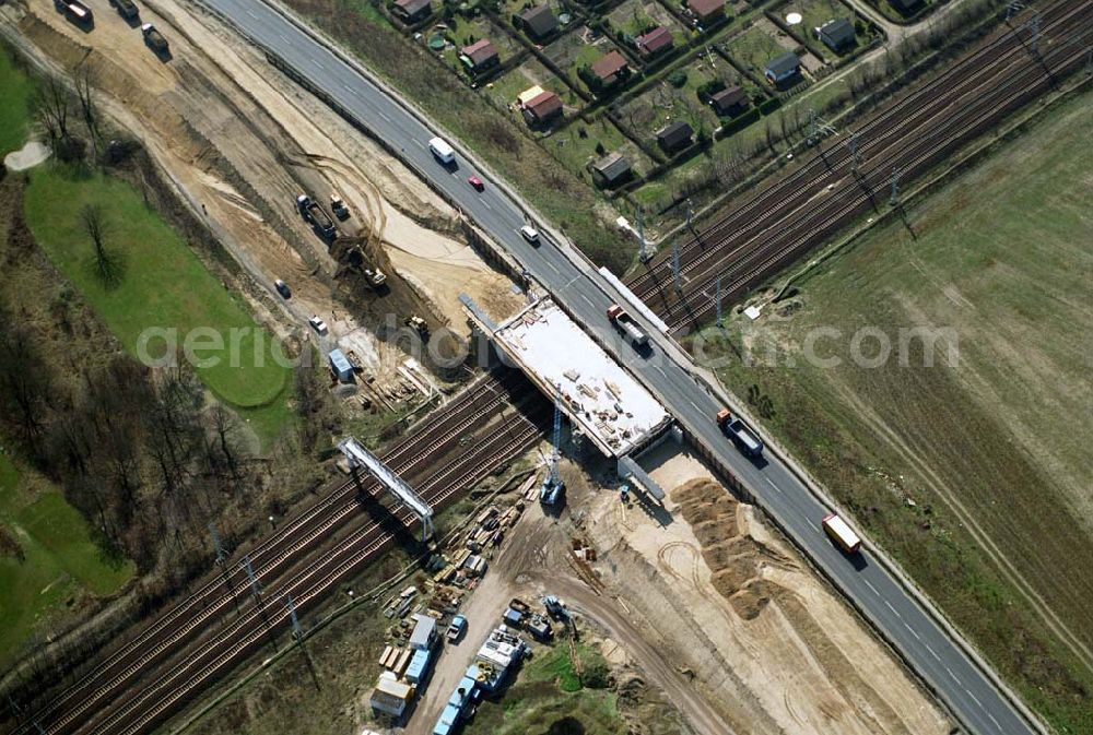 Mahlow from the bird's eye view: Ausbau der Ortsumgehungsstraße bei Mahlow in Brandenburg durch die SCHÄLERBAU GmbH