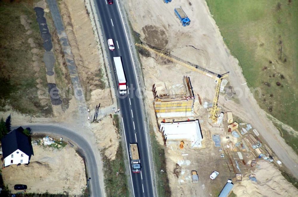 Aerial photograph Mahlow - Ausbau der Ortsumgehungsstraße bei Mahlow in Brandenburg durch die SCHÄLERBAU GmbH