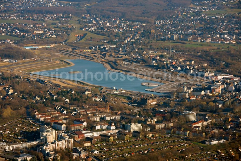 Aerial photograph Dortmund OT Hörde - View of the development of the Phoenix - See in Dortmund in the state of North Rhine-Westphalia