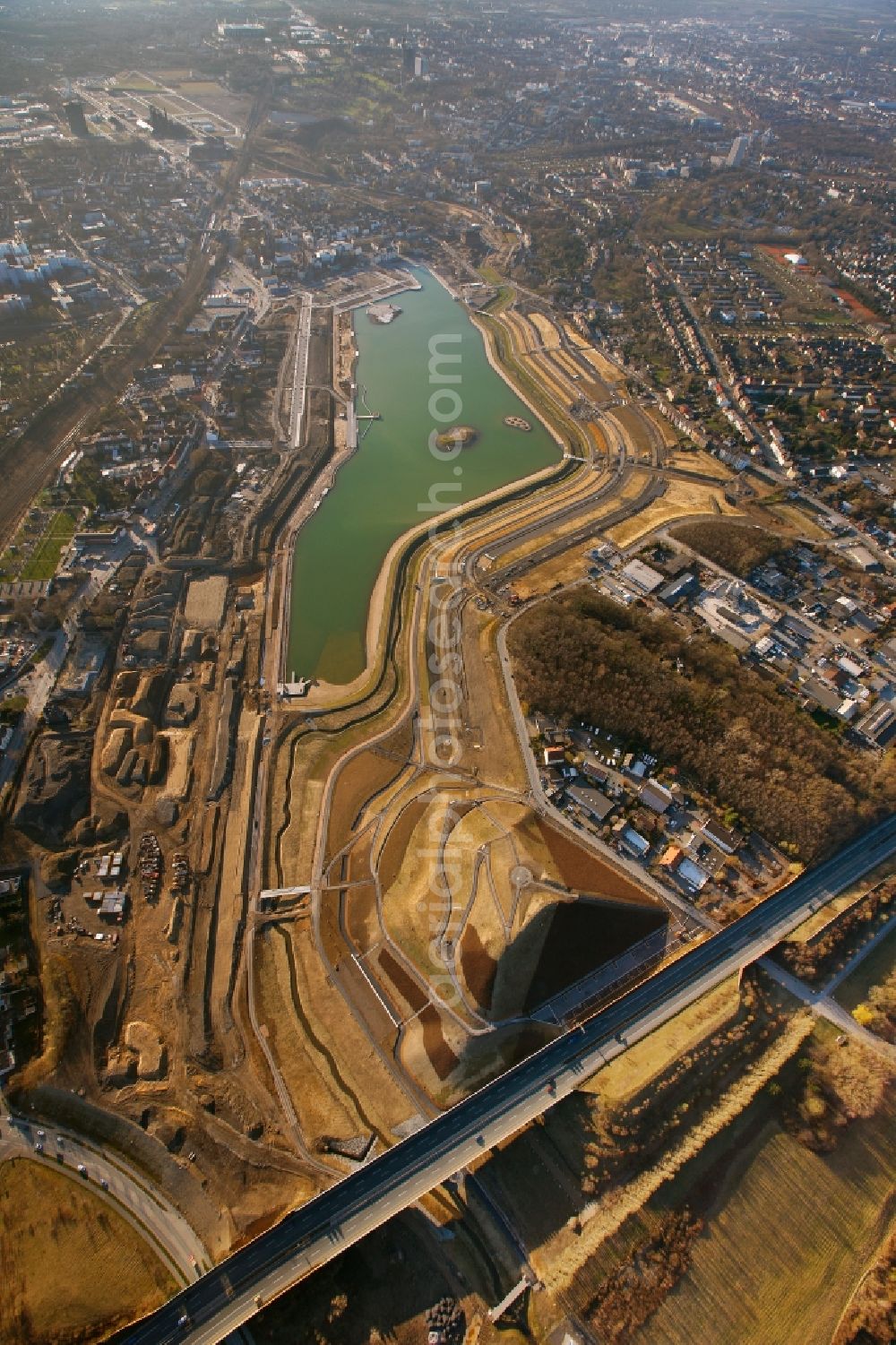 Aerial photograph Dortmund OT Hörde - View of the development of the Phoenix - See in Dortmund in the state of North Rhine-Westphalia