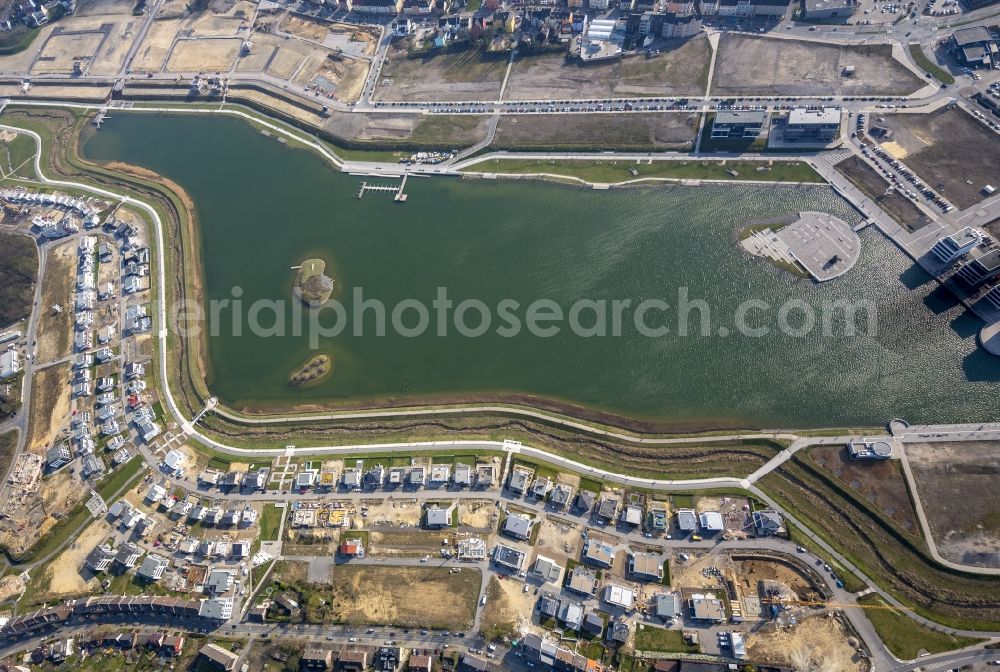 Dortmund OT Hörde from the bird's eye view: View of the development of the Phoenix - See in Dortmund in the state of North Rhine-Westphalia