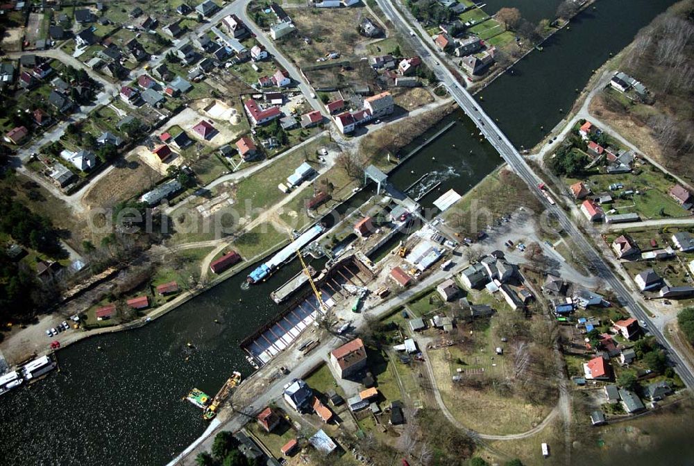 Wernsdorf from the bird's eye view: 30.03.05 Wernsdorf Ausbau der Schleuse in Wernsdorf, Richtung Remsdorf, durch die Wasser-Schiffahrtsdirektion Ost