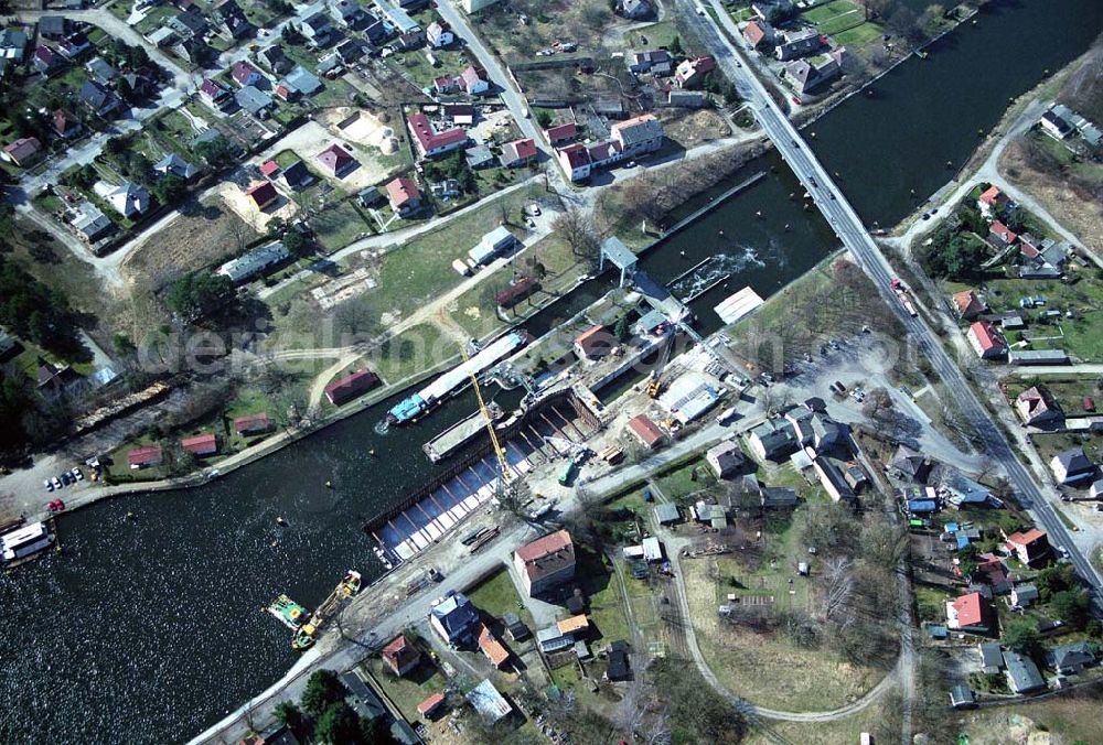 Aerial image Wernsdorf - 30.03.05 Wernsdorf Ausbau der Schleuse in Wernsdorf, Richtung Remsdorf, durch die Wasser-Schiffahrtsdirektion Ost