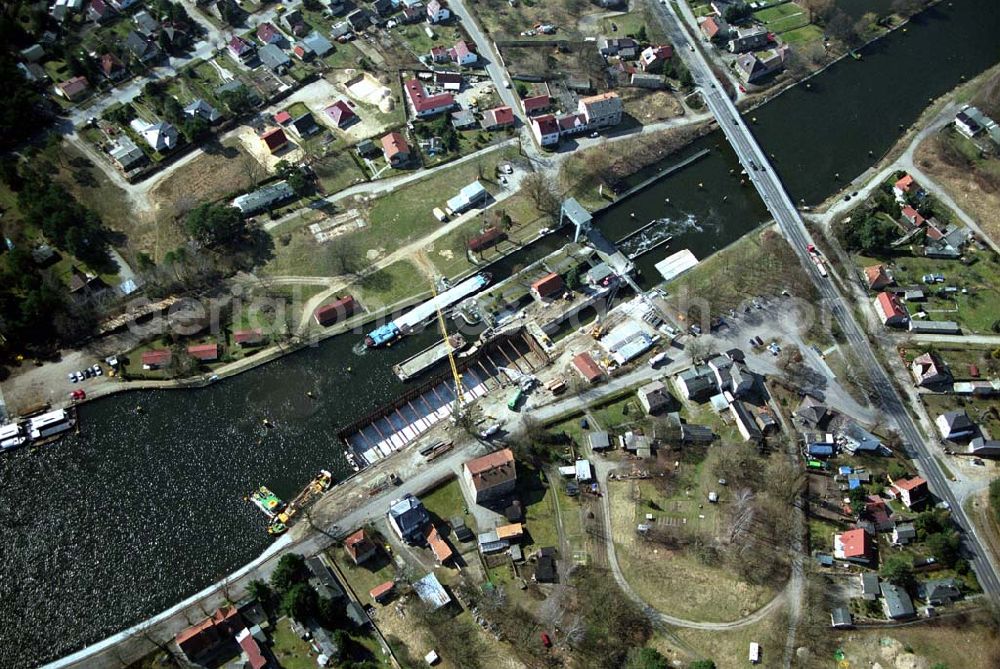 Aerial photograph Wernsdorf - 30.03.05 Wernsdorf Ausbau der Schleuse in Wernsdorf, Richtung Remsdorf, durch die Wasser-Schiffahrtsdirektion Ost