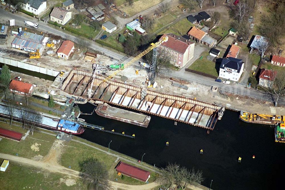 Wernsdorf from the bird's eye view: 30.03.05 Wernsdorf Ausbau der Schleuse in Wernsdorf, Richtung Remsdorf, durch die Wasser-Schiffahrtsdirektion Ost