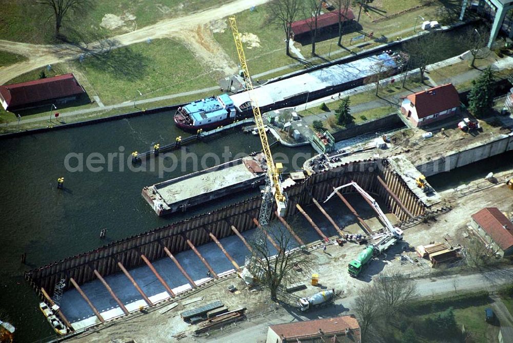 Wernsdorf from the bird's eye view: 30.03.05 Wernsdorf Ausbau der Schleuse in Wernsdorf, Richtung Remsdorf, durch die Wasser-Schiffahrtsdirektion Ost