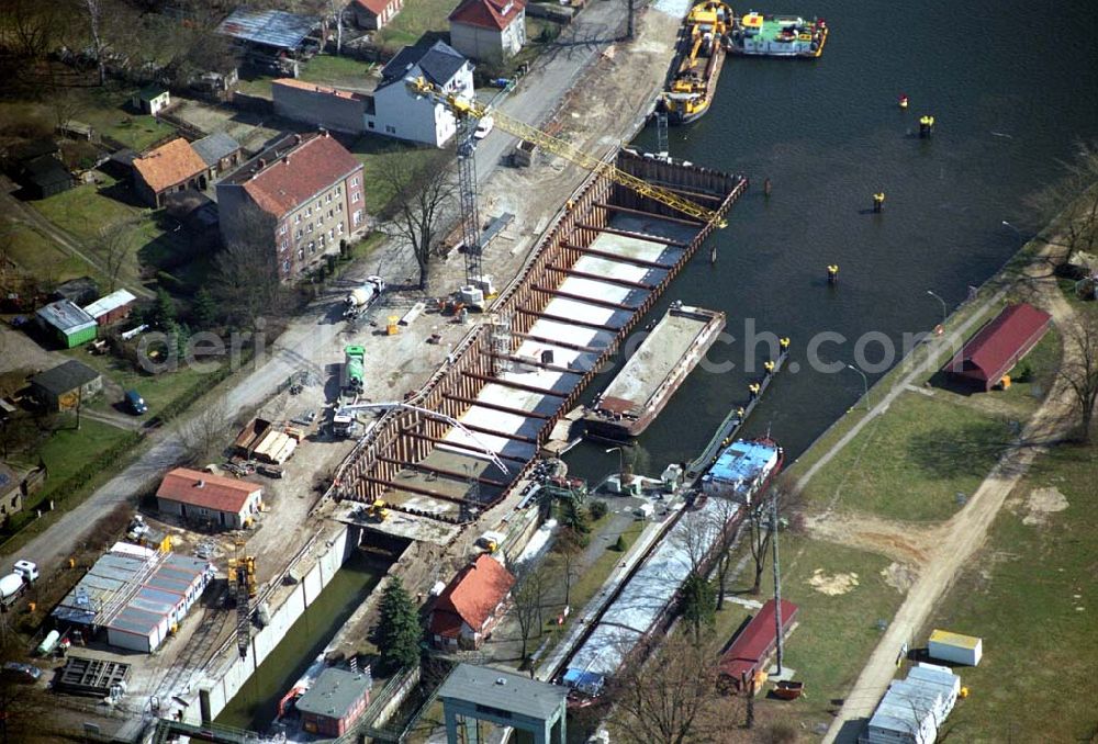 Aerial image Wernsdorf - 30.03.05 Wernsdorf Ausbau der Schleuse in Wernsdorf, Richtung Remsdorf, durch die Wasser-Schiffahrtsdirektion Ost