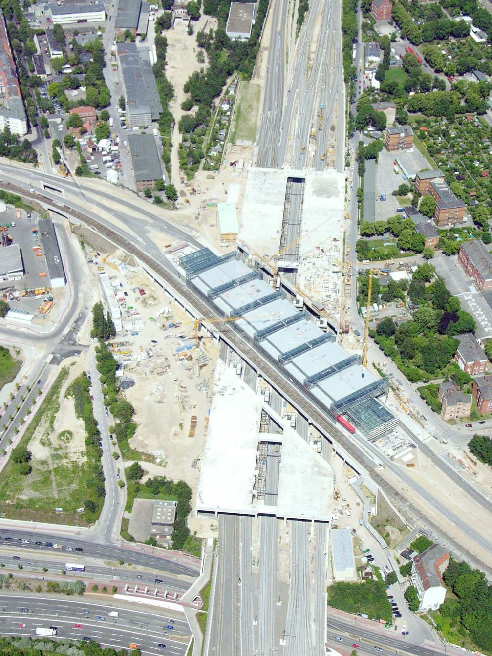 Aerial image Berlin - Ausbau Südring S-Bahn Papestraße am Flughafen Tempelhof durch Walter Bau AG