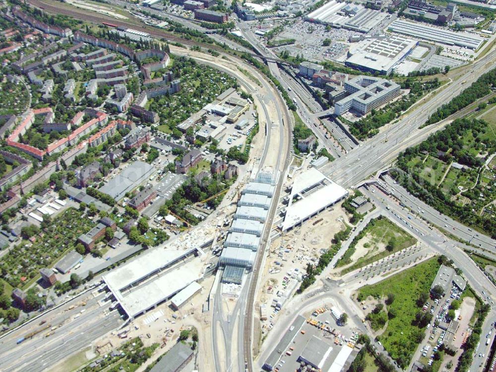 Berlin from above - Ausbau Südring S-Bahn Papestraße am Flughafen Tempelhof durch Walter Bau AG