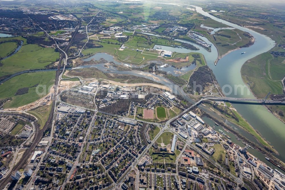 Wesel from above - Construction of the South bypass road in in Wesel at Ruhrgebiet in the state North Rhine-Westphalia, Germany