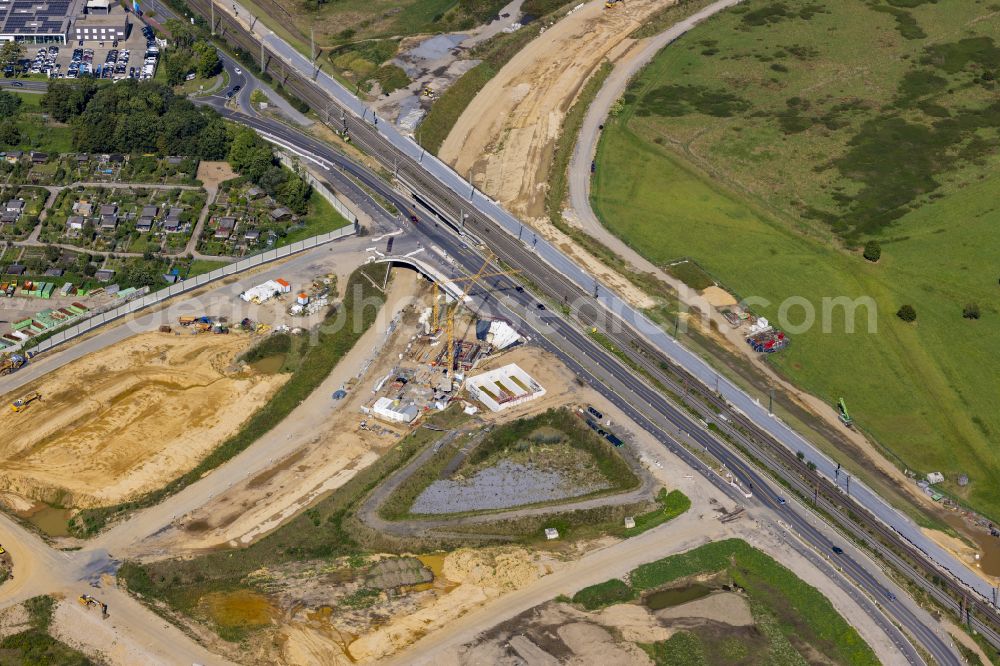 Wesel from above - Construction of the South bypass road in in Wesel at Ruhrgebiet in the state North Rhine-Westphalia, Germany