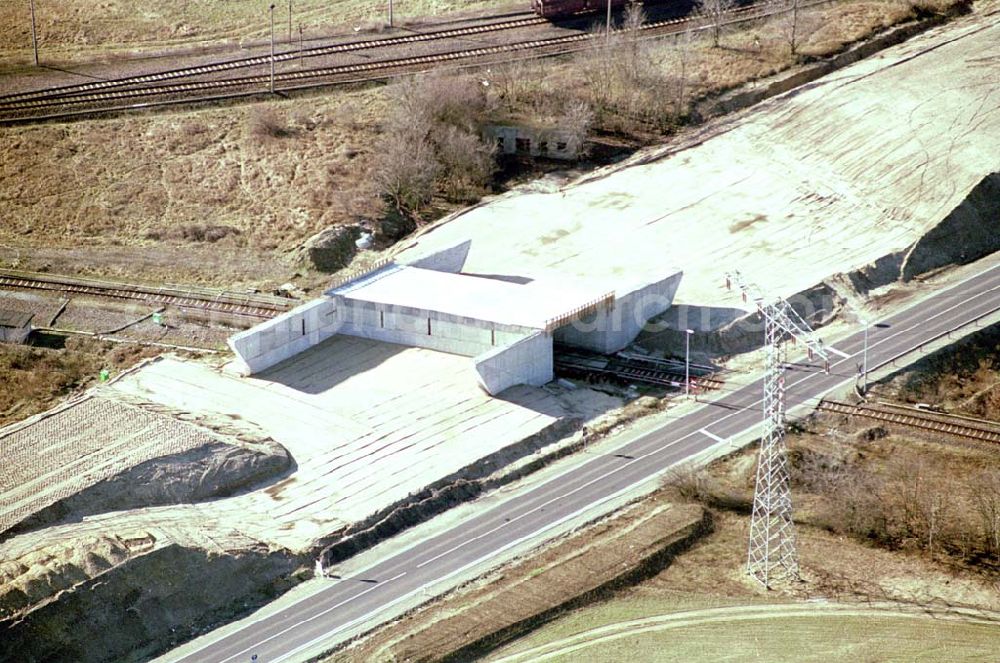 Vogelsdorf / BRB from the bird's eye view: Ausbau B1 am östlichen Berliner Ring bei Vogelsdorf durch die Firmen EUROVIA.DE, ISS Bahndienste sowie WALTHER BAU AG und Kandler Bau GmbH