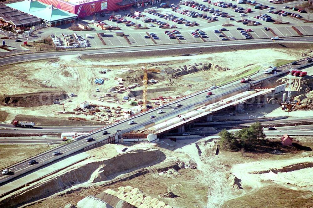 Aerial image Vogelsdorf / BRB - Ausbau B1 am östlichen Berliner Ring bei Vogelsdorf durch die Firmen EUROVIA.DE, ISS Bahndienste sowie WALTHER BAU AG und Kandler Bau GmbH