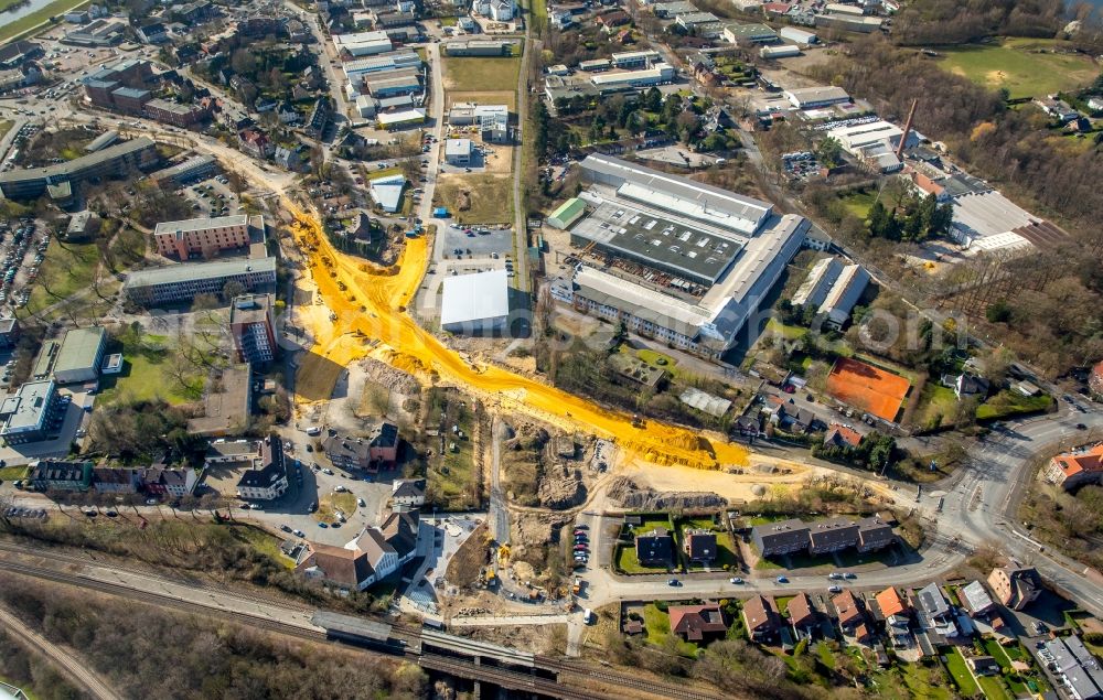 Aerial image Dorsten - Construction of the bypass road in in the district Hervest in Dorsten in the state North Rhine-Westphalia