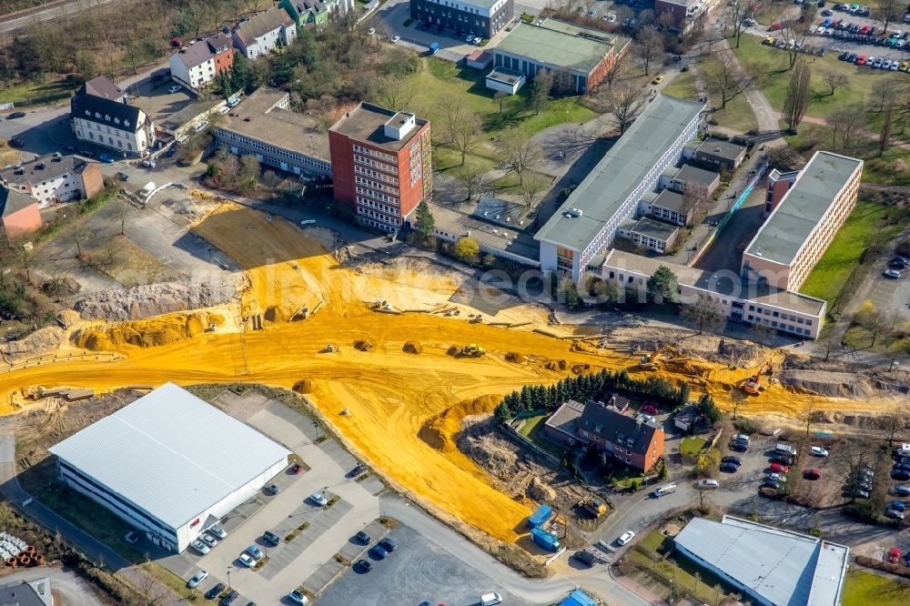 Dorsten from above - Construction of the bypass road in in the district Hervest in Dorsten in the state North Rhine-Westphalia