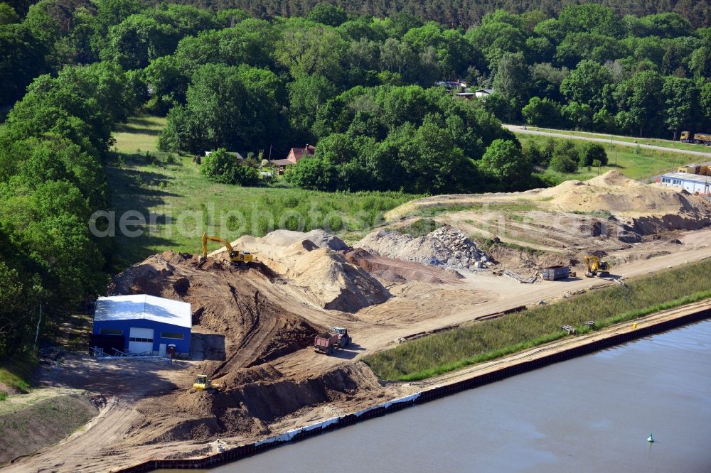 Aerial photograph Elbe-Parey - Expansion of bank stabilization on the waterway Elbe-Havel Canal near by Zerben in the state Saxony-Anhalt