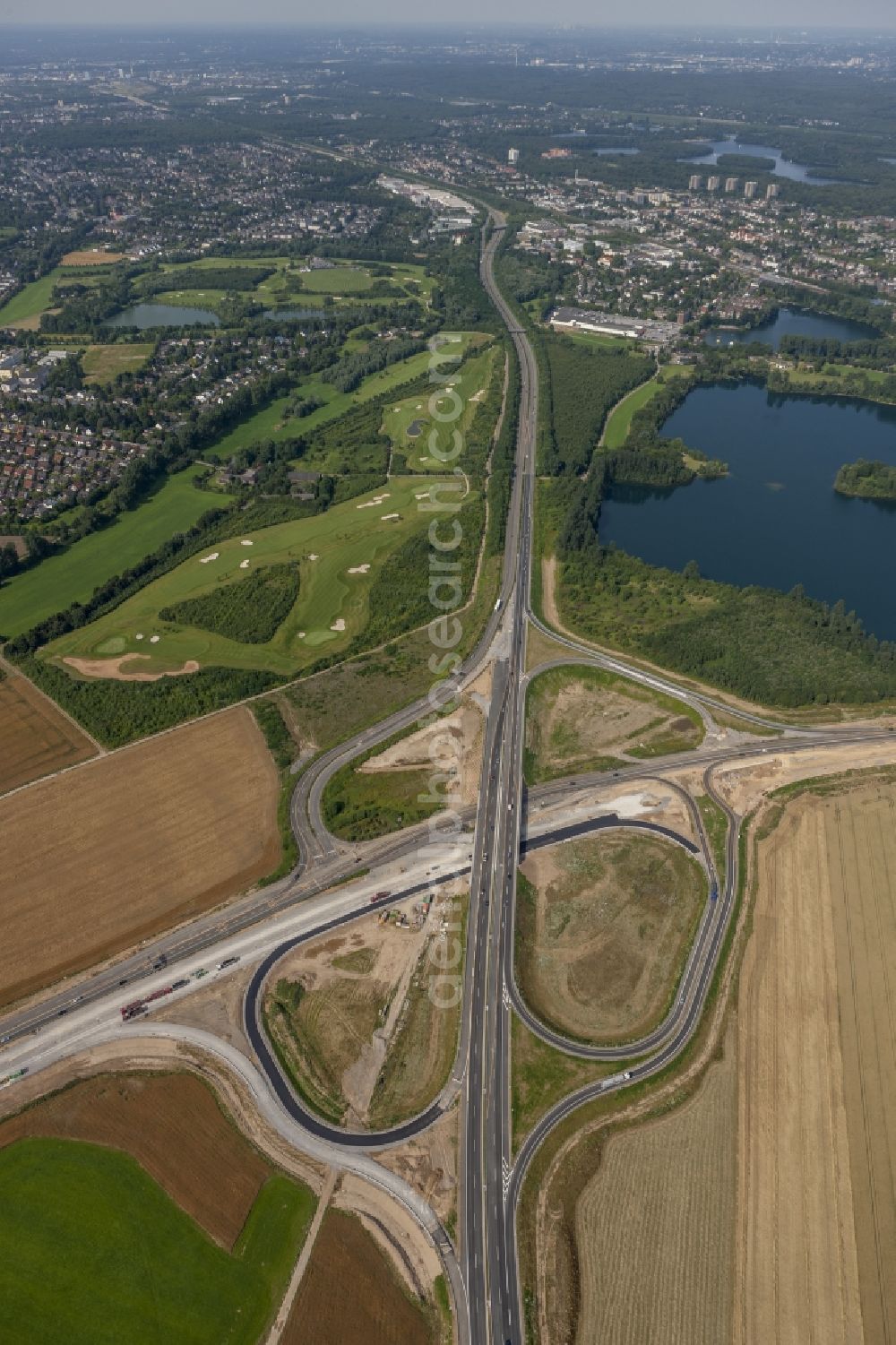 Duisburg from above - Construction and reconstruction of highway of federal highway A59 motorway at the federal road B288 Krefelderstraße in Duisburg in North Rhine-Westphalia