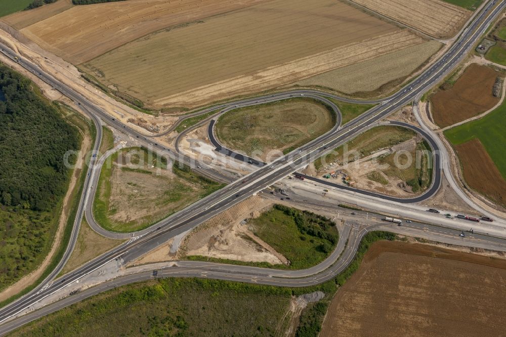 Aerial photograph Duisburg - Construction and reconstruction of highway of federal highway A59 motorway at the federal road B288 Krefelderstraße in Duisburg in North Rhine-Westphalia