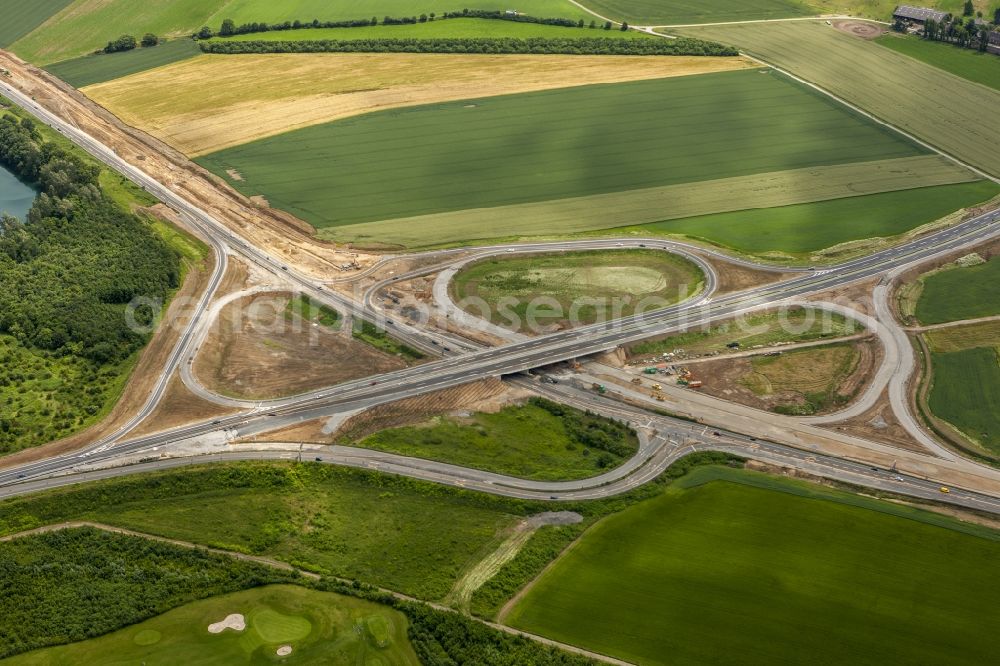 Duisburg from the bird's eye view: Construction and reconstruction of highway of federal highway A59 motorway at the federal road B288 Krefelderstraße in Duisburg in North Rhine-Westphalia