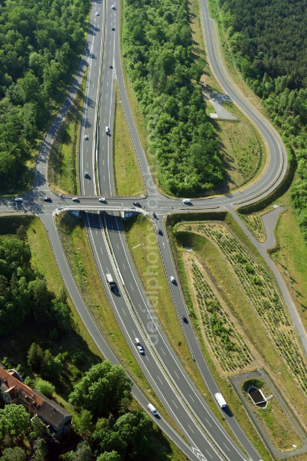 Aerial image Güterfelde - Construction for the expansion and reconstruction of the country's road to L40 bypass Gueterfelde in Brandenburg