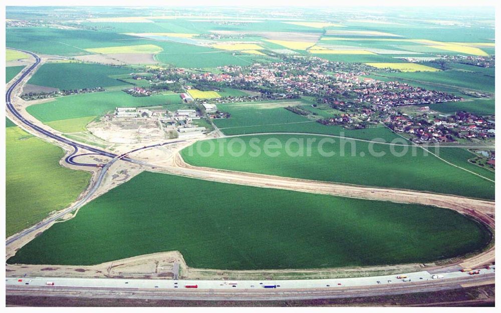 Brehna / Sachsen-Anhalt from above - Ausbau der A100 Umfahrung von Brehna im Bereich der A9 / B100 zwischen Halle und Brehna in Sachsen-Anhalt nördlich des Schkeuditzer Kreuzes.