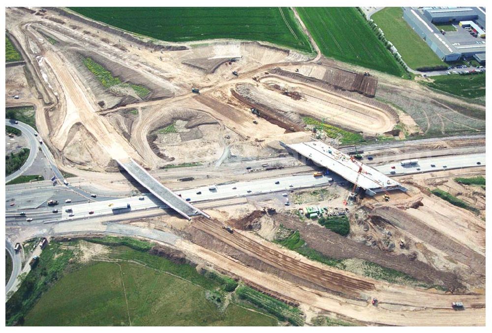 Brehna / Sachsen-Anhalt from above - Ausbau der A100 Umfahrung von Brehna im Bereich der A9 / B100 zwischen Halle und Brehna in Sachsen-Anhalt nördlich des Schkeuditzer Kreuzes.