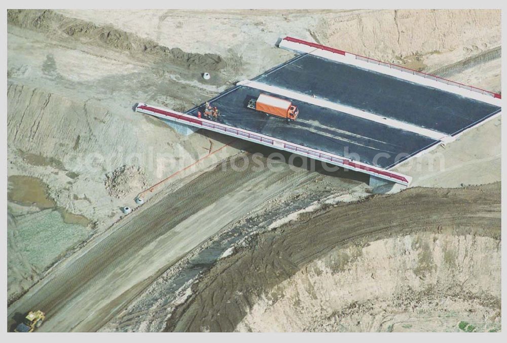 Brehna / Sachsen-Anhalt from above - Ausbau der A100 Umfahrung von Brehna im Bereich der A9 / B100 zwischen Halle und Brehna in Sachsen-Anhalt nördlich des Schkeuditzer Kreuzes.