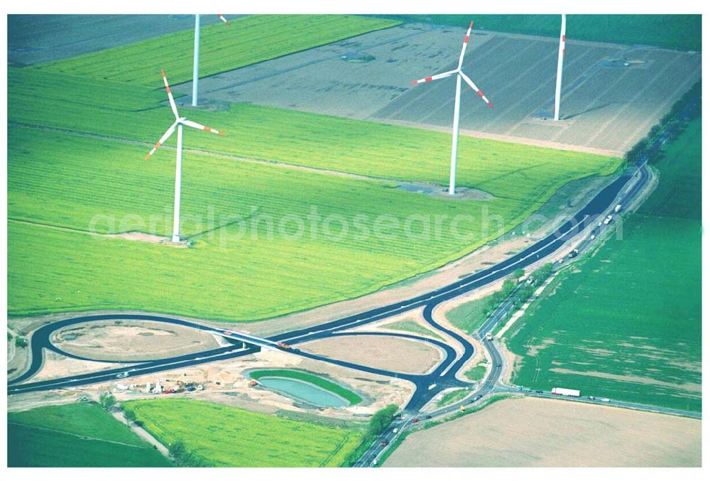 Brehna / Sachsen-Anhalt from above - Ausbau der A100 Umfahrung von Brehna im Bereich der A9 / B100 zwischen Halle und Brehna in Sachsen-Anhalt nördlich des Schkeuditzer Kreuzes.