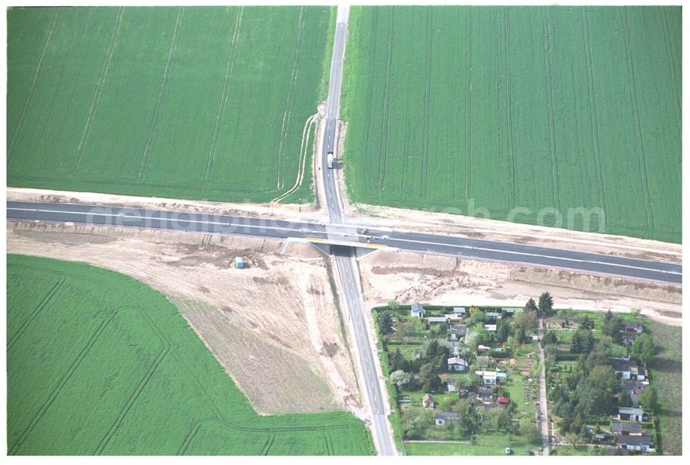 Brehna / Sachsen-Anhalt from above - Ausbau der A100 Umfahrung von Brehna im Bereich der A9 / B100 zwischen Halle und Brehna in Sachsen-Anhalt nördlich des Schkeuditzer Kreuzes.