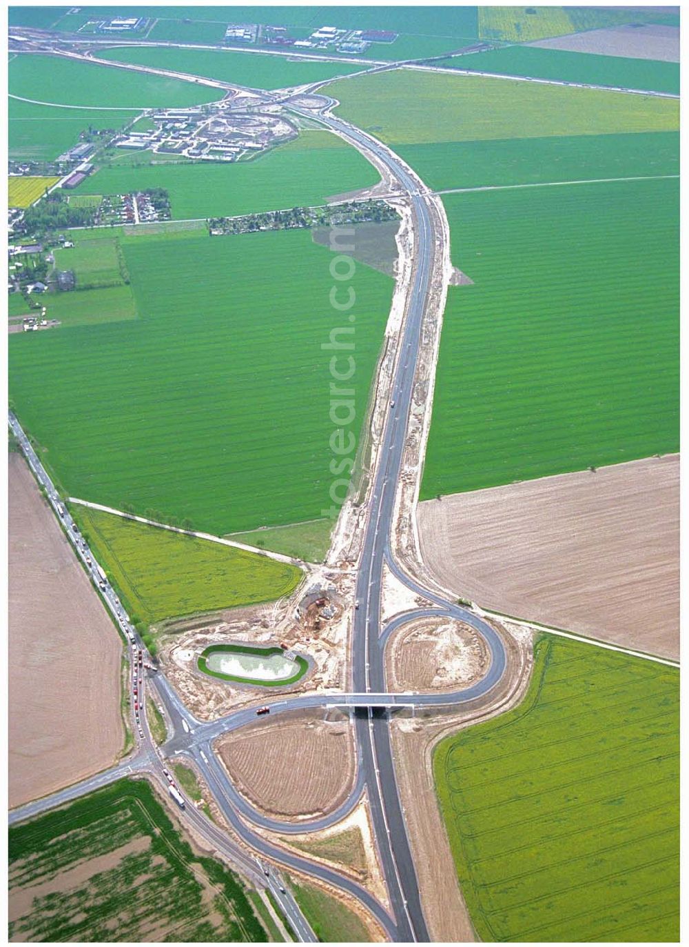 Brehna / Sachsen-Anhalt from the bird's eye view: Ausbau der A100 Umfahrung von Brehna im Bereich der A9 / B100 zwischen Halle und Brehna in Sachsen-Anhalt nördlich des Schkeuditzer Kreuzes.