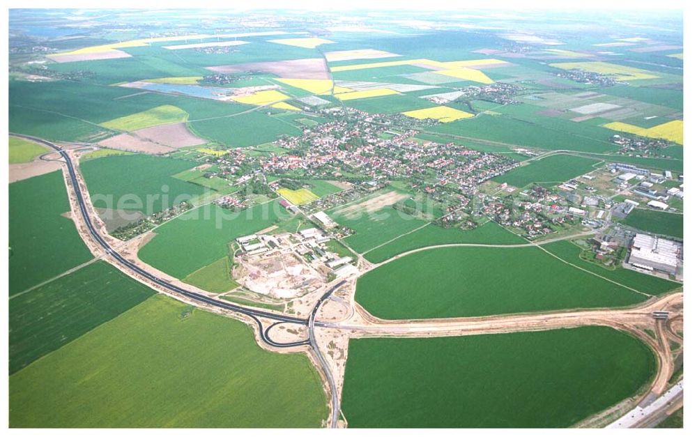 Brehna / Sachsen-Anhalt from above - Ausbau der A100 Umfahrung von Brehna im Bereich der A9 / B100 zwischen Halle und Brehna in Sachsen-Anhalt nördlich des Schkeuditzer Kreuzes.