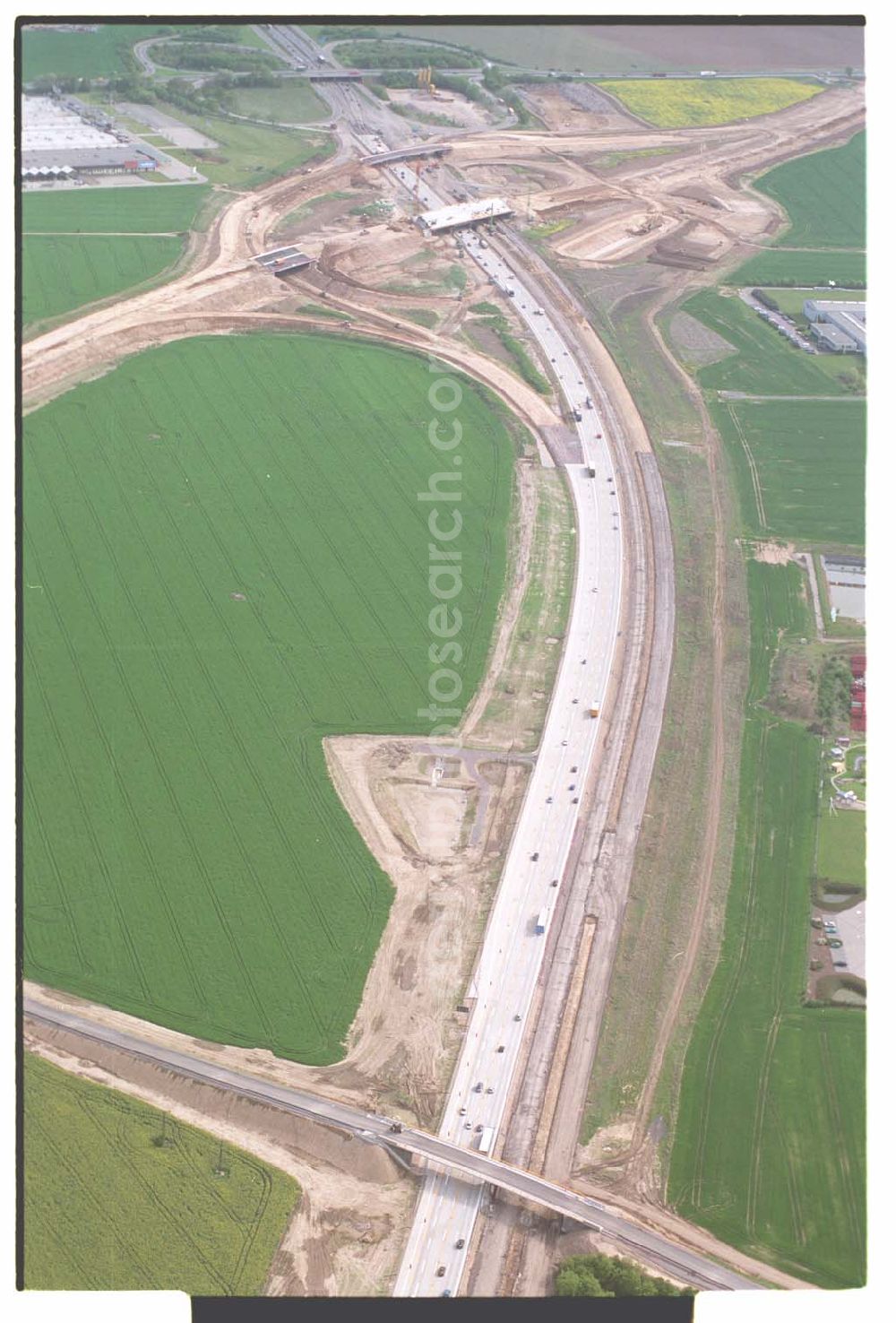 Brehna / Sachsen-Anhalt from above - Ausbau der A100 Umfahrung von Brehna im Bereich der A9 / B100 zwischen Halle und Brehna in Sachsen-Anhalt nördlich des Schkeuditzer Kreuzes.