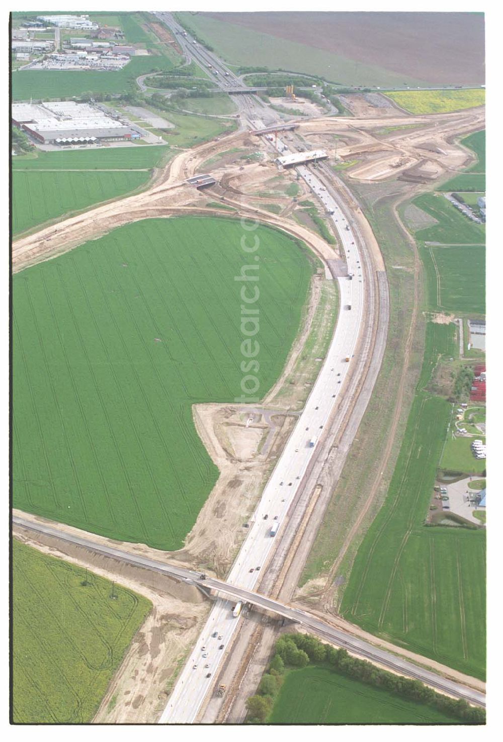 Aerial image Brehna / Sachsen-Anhalt - Ausbau der A100 Umfahrung von Brehna im Bereich der A9 / B100 zwischen Halle und Brehna in Sachsen-Anhalt nördlich des Schkeuditzer Kreuzes.