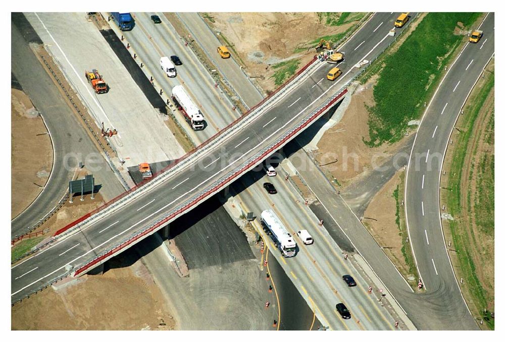 Brehna (Sachsen-Anhalt) from above - Ausbau der A100-Umfahrung von Brehna im Bereich der A9 / B100 zwischen Halle und Brehna in Sachsen-Anhalt nördlich des Schkeuditzer Kreuzes.