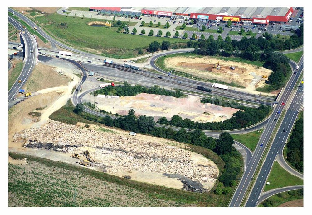 Brehna (Sachsen-Anhalt) from above - Ausbau der A100-Umfahrung von Brehna im Bereich der A9 / B100 zwischen Halle und Brehna in Sachsen-Anhalt nördlich des Schkeuditzer Kreuzes.