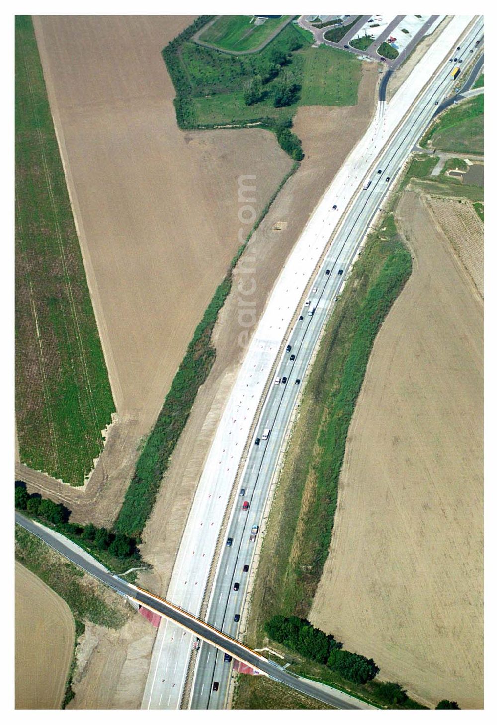 Aerial image Brehna (Sachsen-Anhalt) - Ausbau der A100-Umfahrung von Brehna im Bereich der A9 / B100 zwischen Halle und Brehna in Sachsen-Anhalt nördlich des Schkeuditzer Kreuzes.