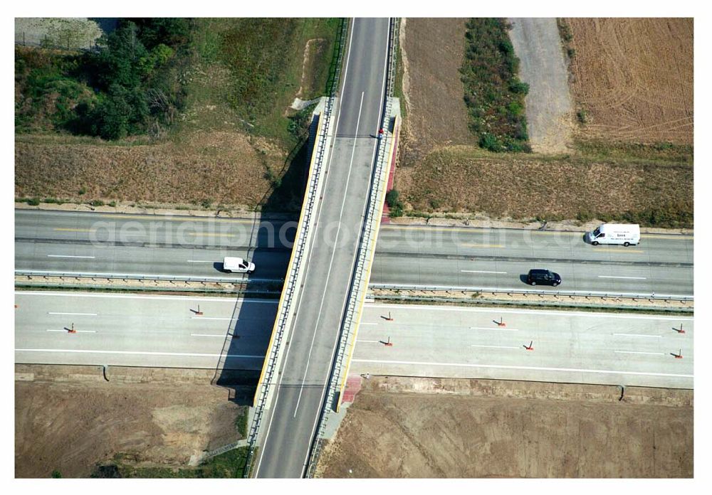 Brehna (Sachsen-Anhalt) from above - Ausbau der A100-Umfahrung von Brehna im Bereich der A9 / B100 zwischen Halle und Brehna in Sachsen-Anhalt nördlich des Schkeuditzer Kreuzes.