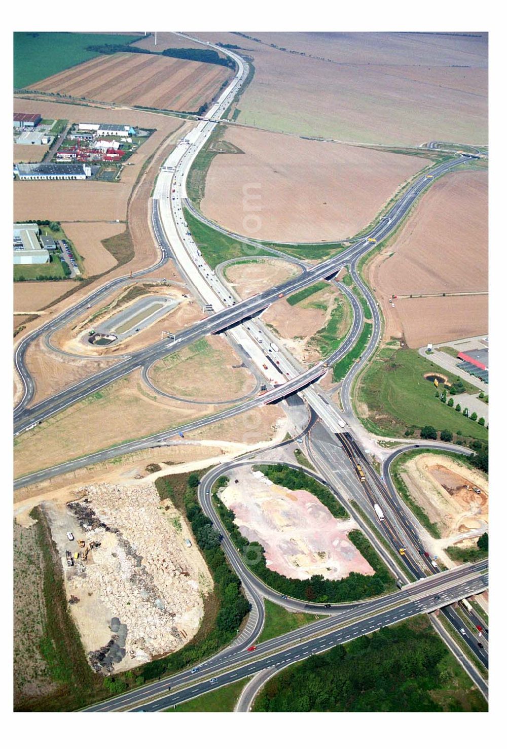 Aerial image Brehna (Sachsen-Anhalt) - Ausbau der A100-Umfahrung von Brehna im Bereich der A9 / B100 zwischen Halle und Brehna in Sachsen-Anhalt nördlich des Schkeuditzer Kreuzes.