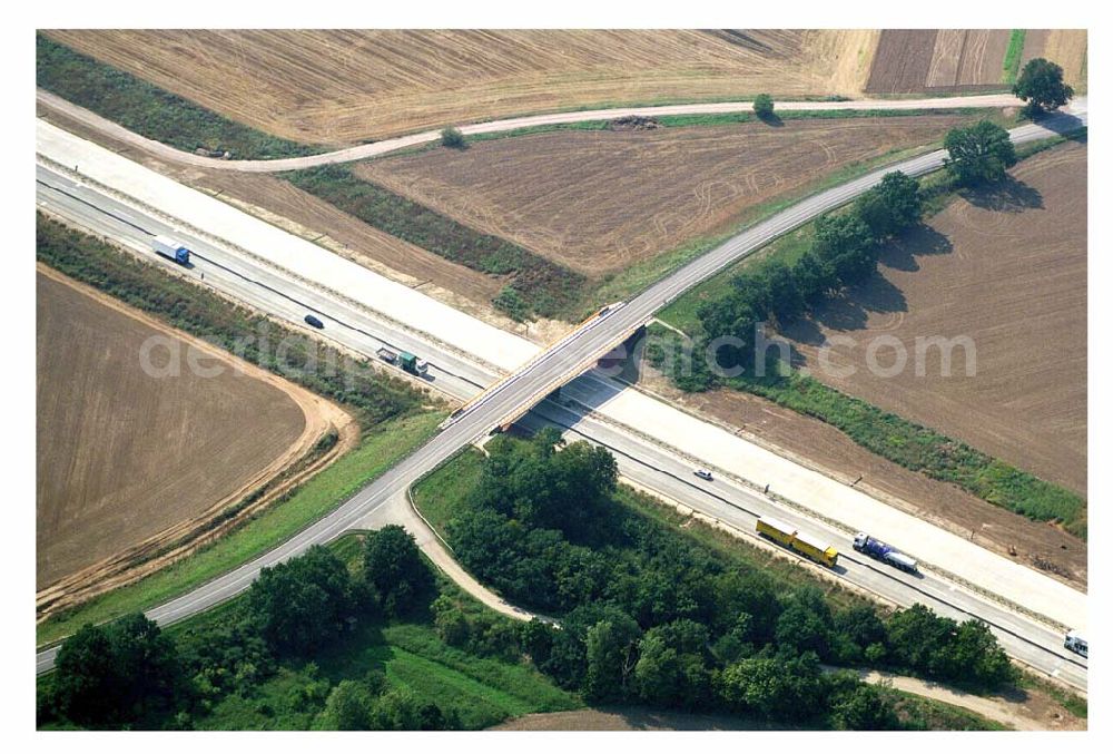 Brehna (Sachsen-Anhalt) from above - Ausbau der A100-Umfahrung von Brehna im Bereich der A9 / B100 zwischen Halle und Brehna in Sachsen-Anhalt nördlich des Schkeuditzer Kreuzes.