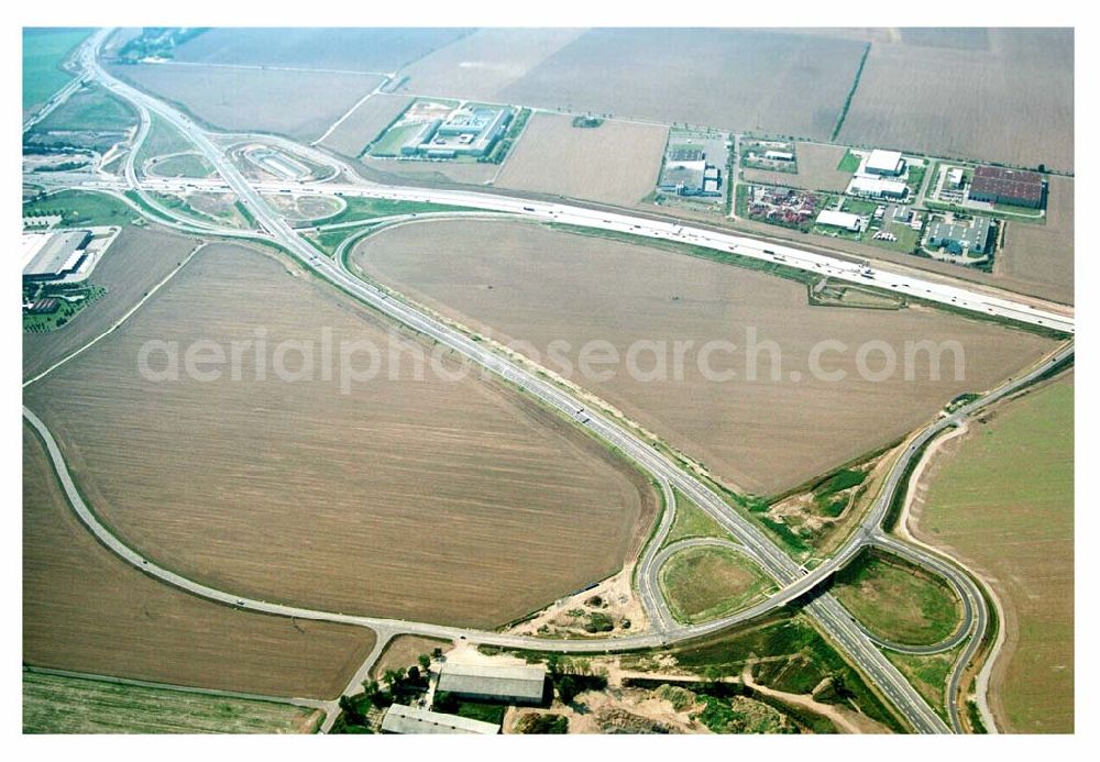 Aerial image Brehna (Sachsen-Anhalt) - Ausbau der A100-Umfahrung von Brehna im Bereich der A9 / B100 zwischen Halle und Brehna in Sachsen-Anhalt nördlich des Schkeuditzer Kreuzes.