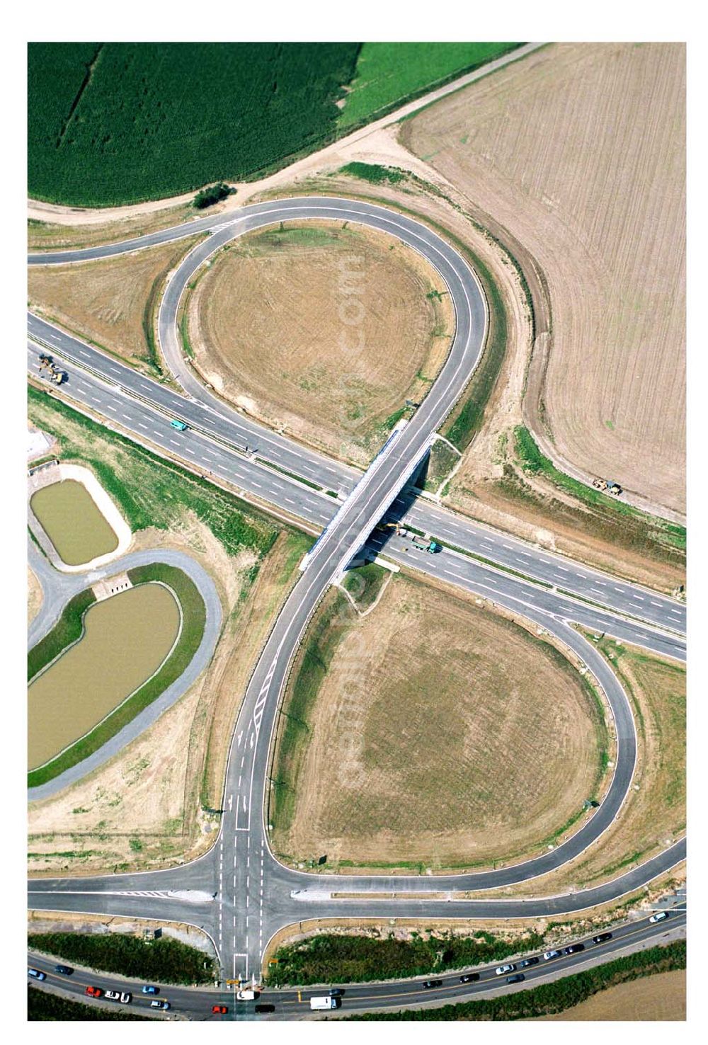 Brehna / Sachsen-Anhalt from above - Fertiger Ausbau des Autobahnkreuzes Brehna