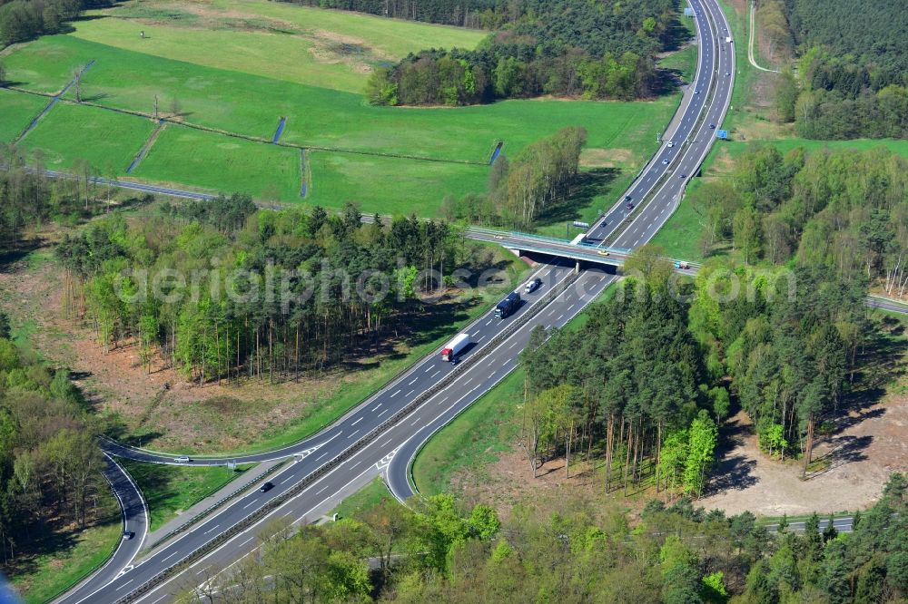 Aerial image Spreeenhagen - Construction and widening of the route of the highway / motorway BAB A12 / E30 at the junction of State Road L23 at Spreenhagen in Brandenburg