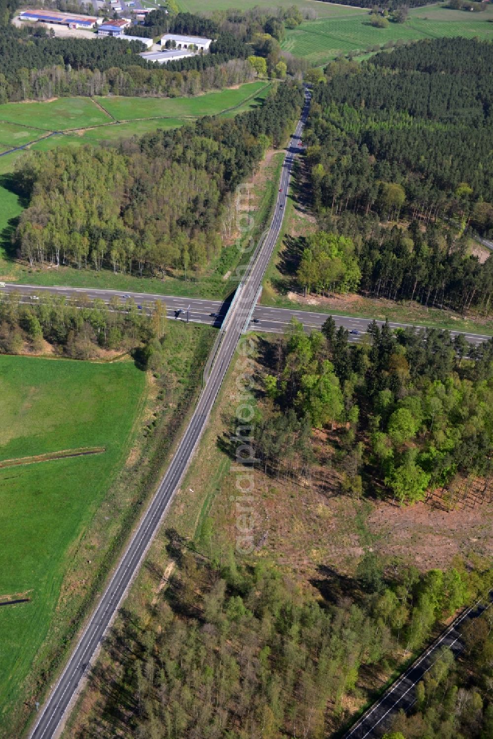 Aerial image Spreeenhagen - Construction and widening of the route of the highway / motorway BAB A12 / E30 at the junction of State Road L23 at Spreenhagen in Brandenburg