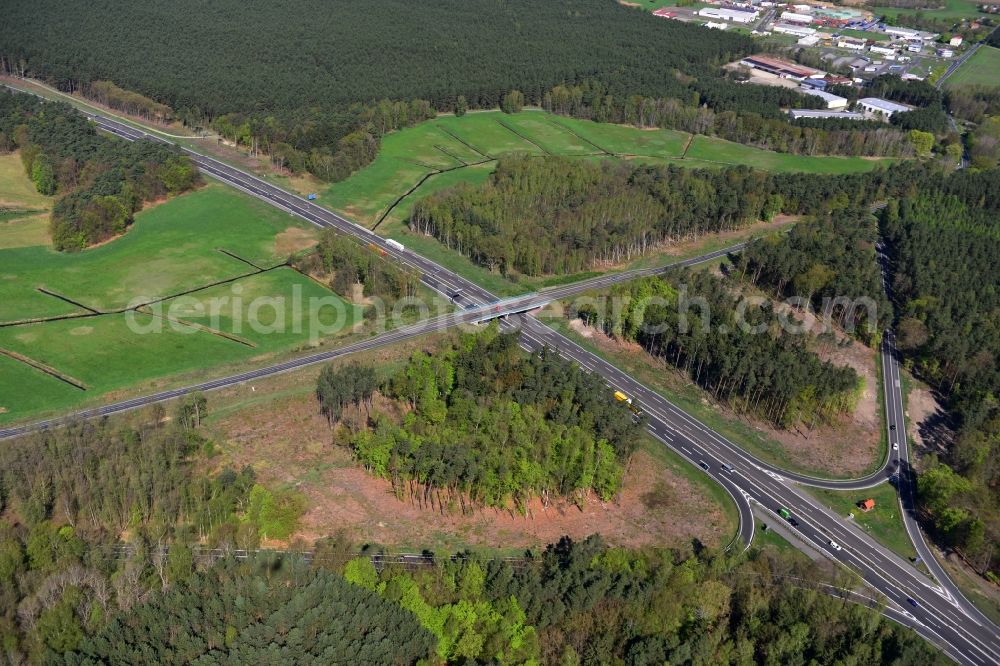 Aerial photograph Spreeenhagen - Construction and widening of the route of the highway / motorway BAB A12 / E30 at the junction of State Road L23 at Spreenhagen in Brandenburg