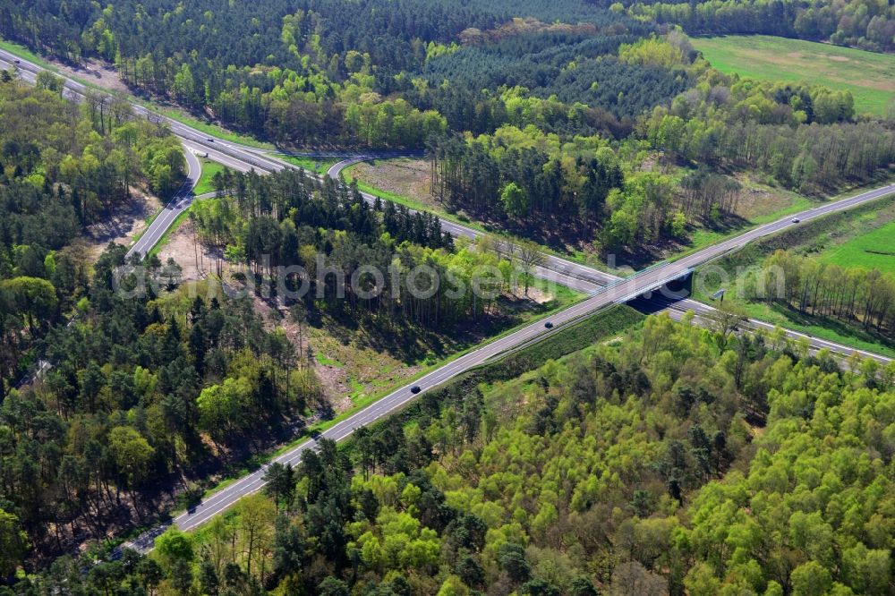 Aerial image Spreeenhagen - Construction and widening of the route of the highway / motorway BAB A12 / E30 at the junction of State Road L23 at Spreenhagen in Brandenburg