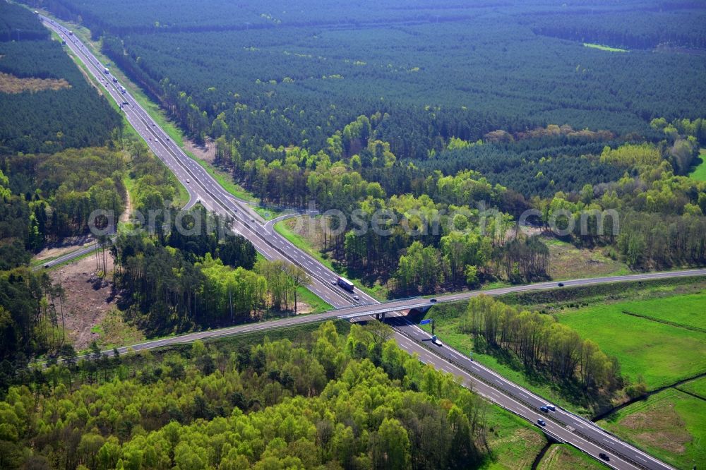 Aerial photograph Spreeenhagen - Construction and widening of the route of the highway / motorway BAB A12 / E30 at the junction of State Road L23 at Spreenhagen in Brandenburg