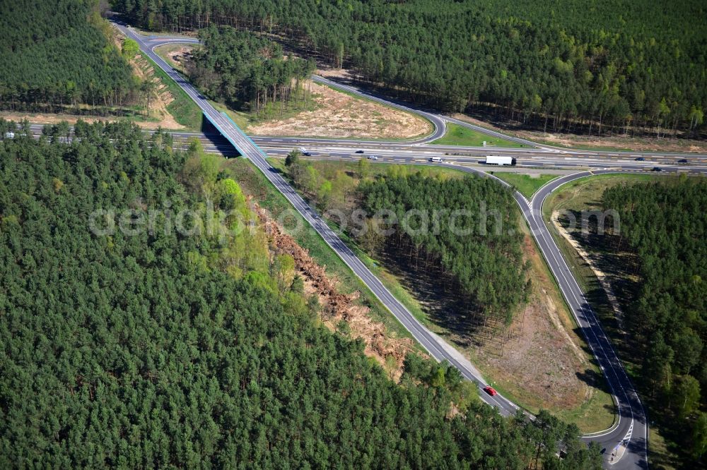 Aerial photograph Dannenreich - Construction and widening of the route of the highway / motorway BAB A12 / E30 in the intersection of State Road L39 at Dannenreich in Brandenburg